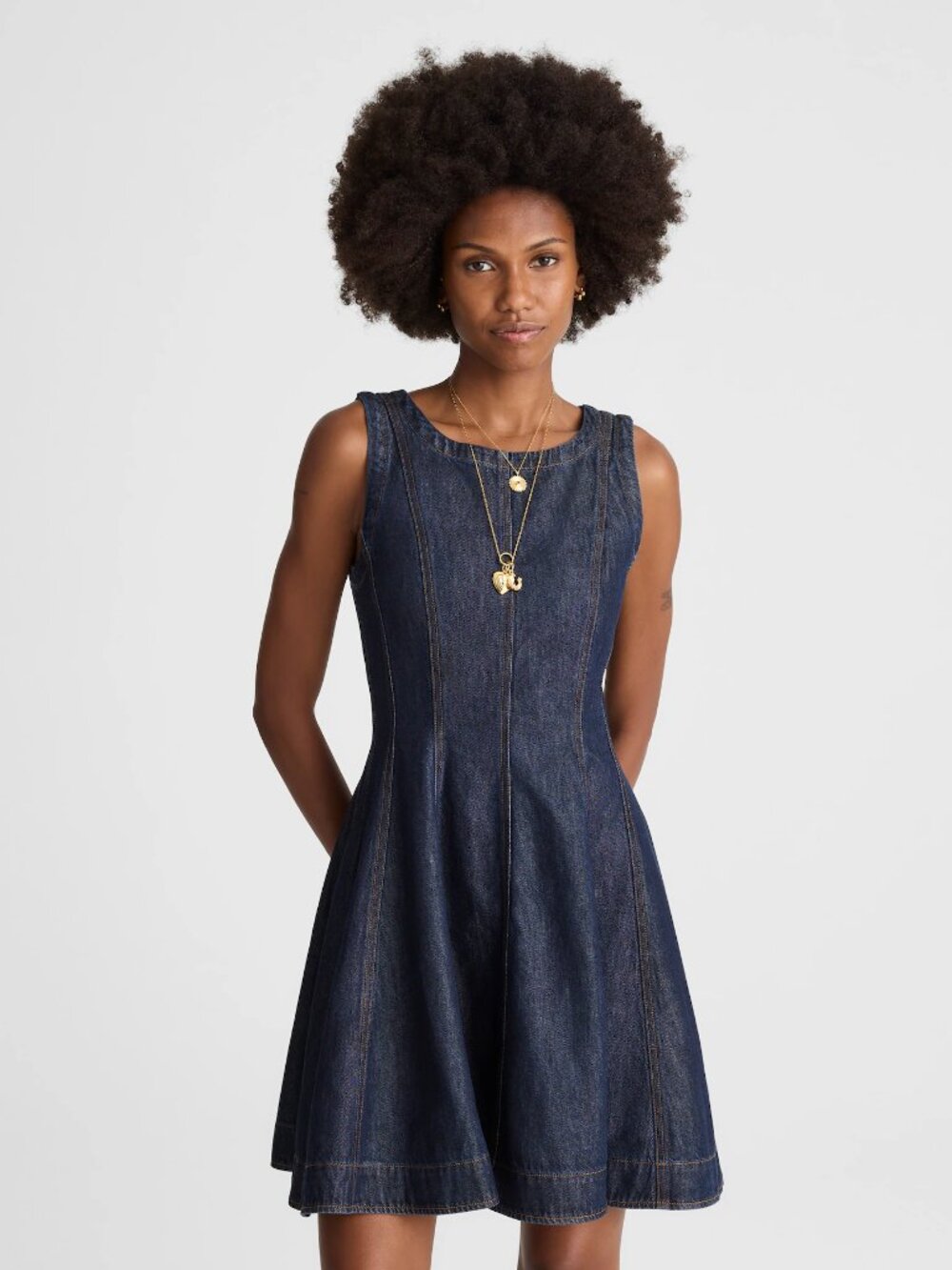 Madewell Airy Denim Circle Mini Dress in Rinse Wash Size Small NWT